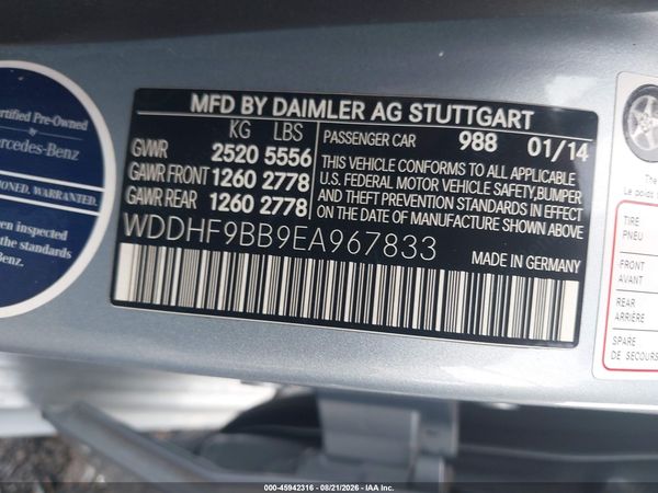 2014 MERCEDES-BENZ E 550 4MATIC — I9