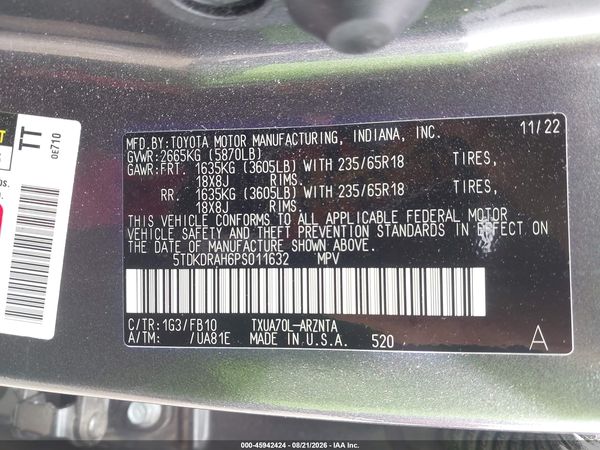 2023 TOYOTA HIGHLANDER LE — I9