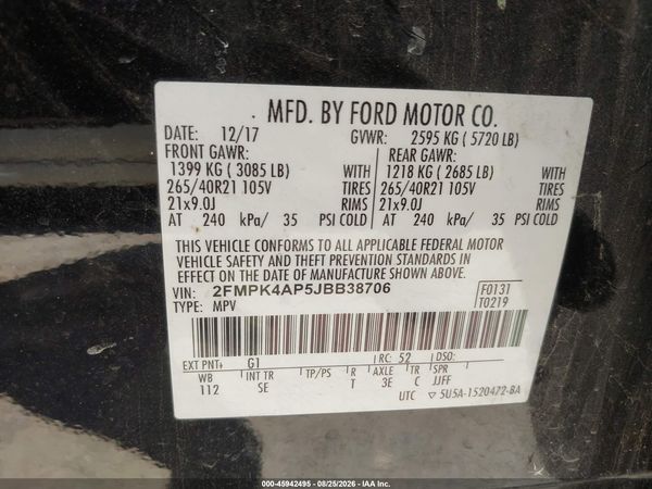 2018 FORD EDGE SPORT — I9