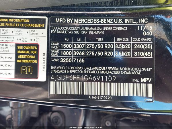 2016 MERCEDES-BENZ GL 450 4MATIC