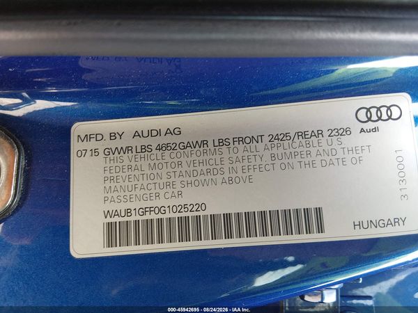 2016 AUDI S3 PREMIUM PLUS