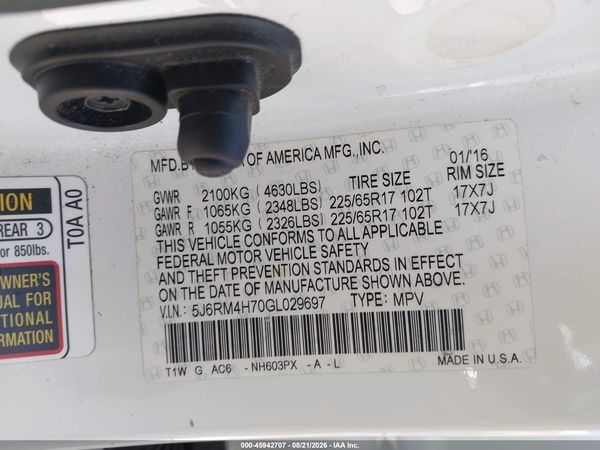 2016 HONDA CR-V EX-L