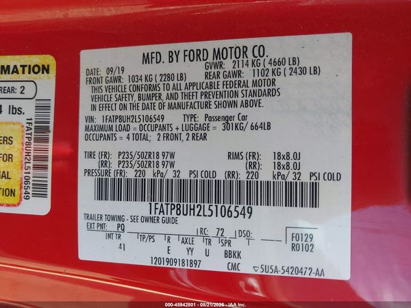 2020 FORD MUSTANG ECOBOOST PREMIUM