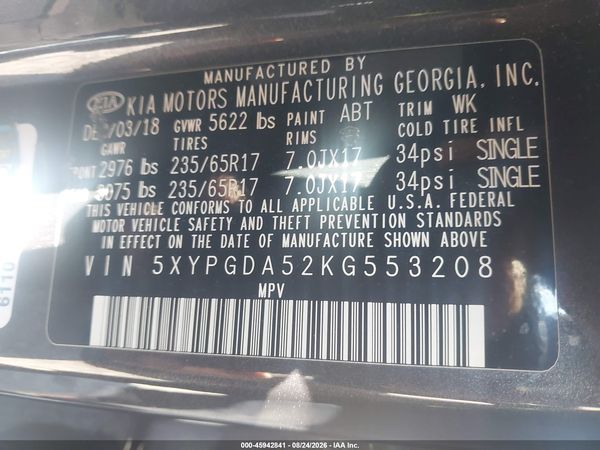 2019 KIA SORENTO 3.3L LX — I9