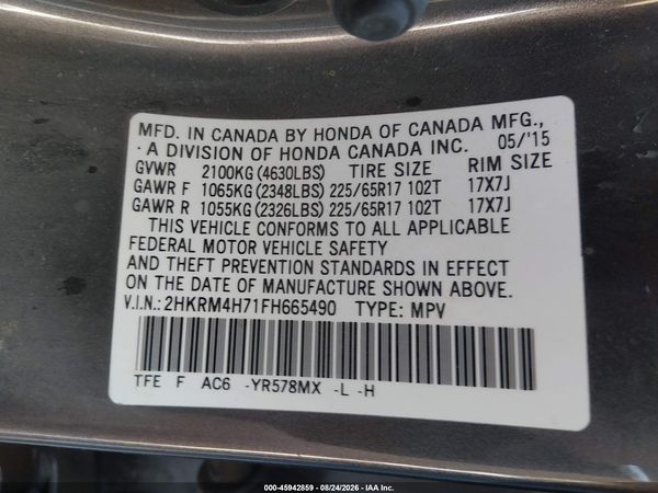 2015 HONDA CR-V EX-L
