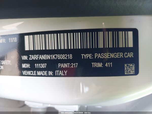 2019 ALFA ROMEO GIULIA TI AWD