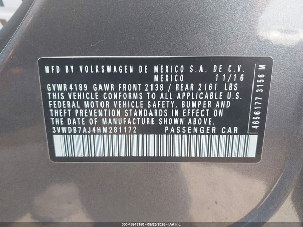 2017 VOLKSWAGEN JETTA 1.4T SE — I9