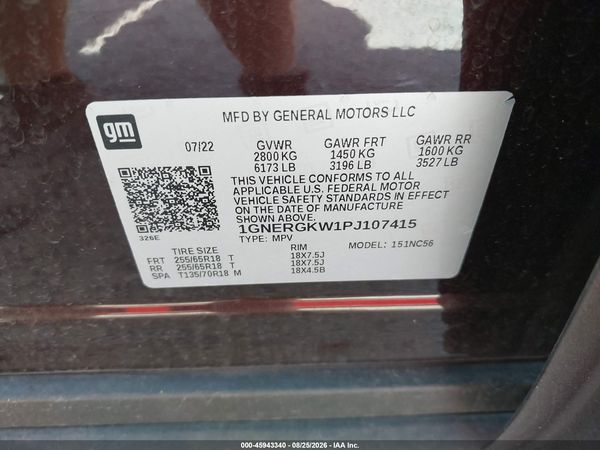 2023 CHEVROLET TRAVERSE FWD LT CLOTH — I9
