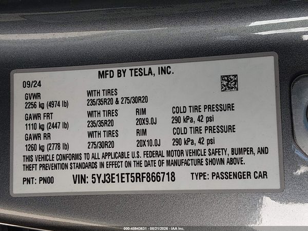 2024 TESLA MODEL 3 — I9