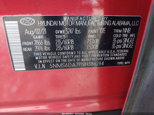 2022 HYUNDAI SANTA FE XRT — I9