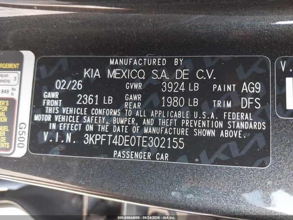 2026 KIA K4 LXS