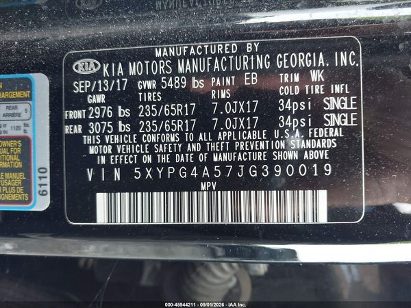 2018 KIA SORENTO 3.3L LX