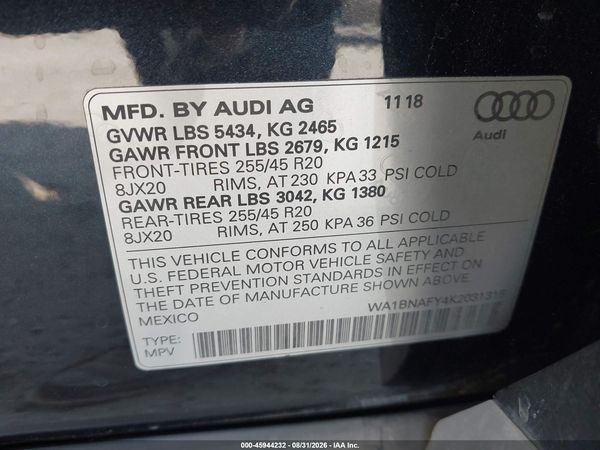 2019 AUDI Q5 45 PREMIUM
