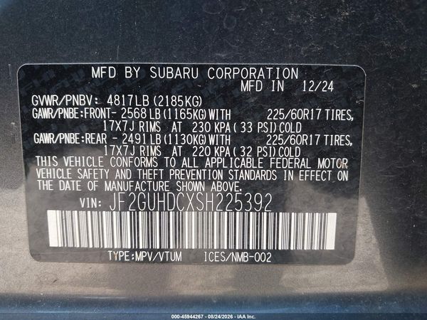 2025 SUBARU CROSSTREK PREMIUM — I9