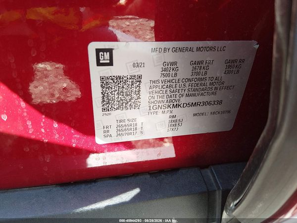 2021 CHEVROLET TAHOE 4WD LS — I9