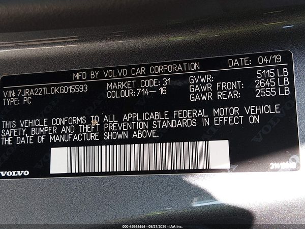 2019 VOLVO S60 T6 INSCRIPTION