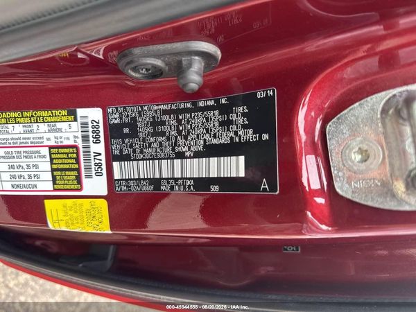 2014 TOYOTA SIENNA XLE 7 PASSENGER