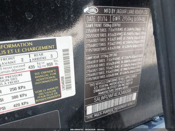 2014 LAND ROVER RANGE ROVER SPORT 3.0L V6 SUPERCHARGED HSE — I9