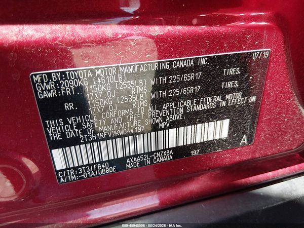 2019 TOYOTA RAV4 LE — I9