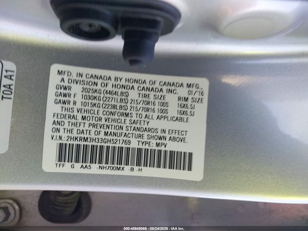 2016 HONDA CR-V LX