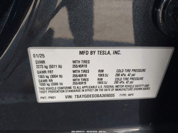 2025 TESLA MODEL Y — I9