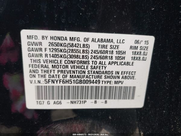 2016 HONDA PILOT EX-L