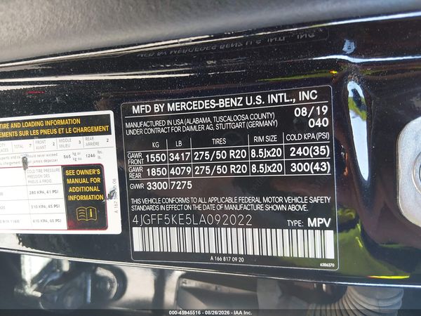 2020 MERCEDES-BENZ GLS 450 4MATIC — I9