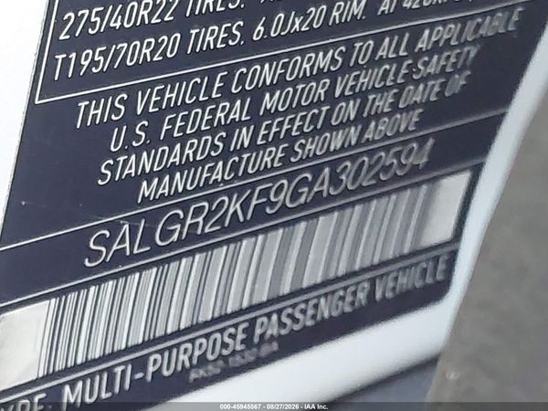 2016 LAND ROVER RANGE ROVER