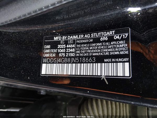 2018 MERCEDES-BENZ CLA 250 4MATIC — I9