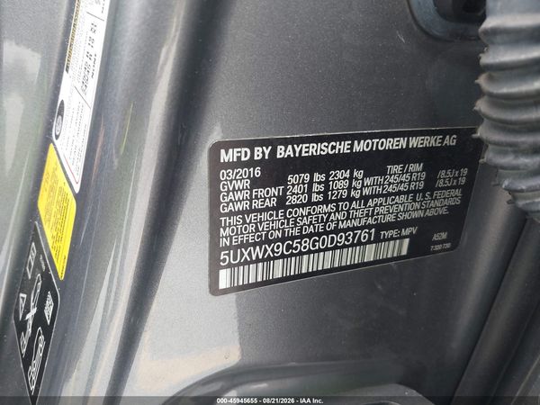 2016 BMW X3 XDRIVE28I — I9