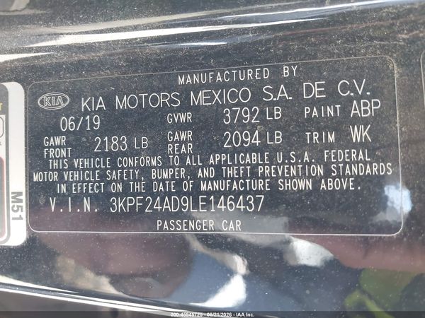 2020 KIA FORTE LXS