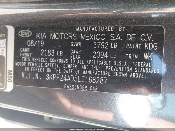 2020 KIA FORTE FE
