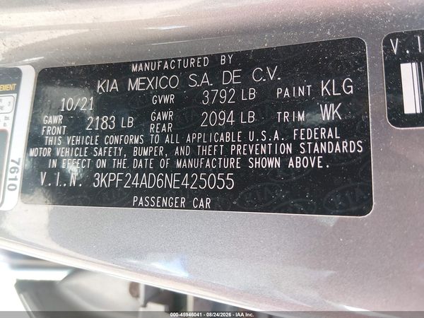 2022 KIA FORTE LXS — I9