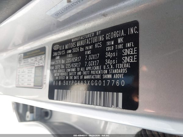 2016 KIA SORENTO 2.4L LX