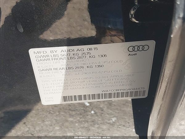 2016 AUDI SQ5 3.0T PREMIUM PLUS