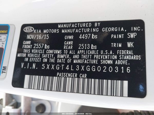 2016 KIA OPTIMA LX