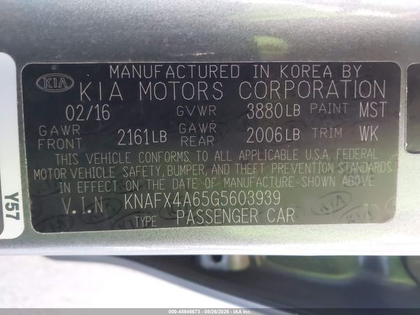 2016 KIA FORTE LX — I9