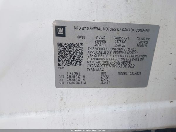 2019 CHEVROLET EQUINOX LT — I9