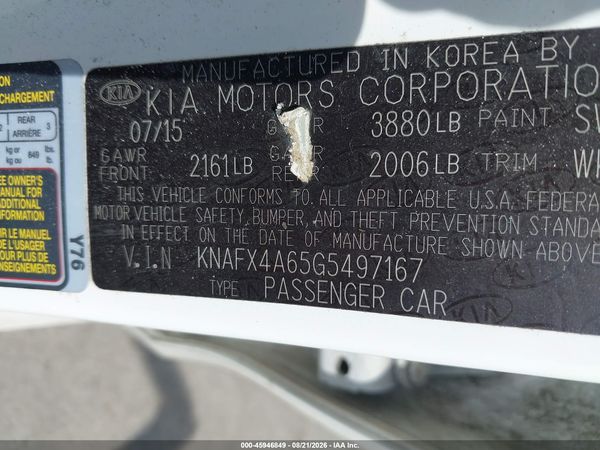 2016 KIA FORTE LX