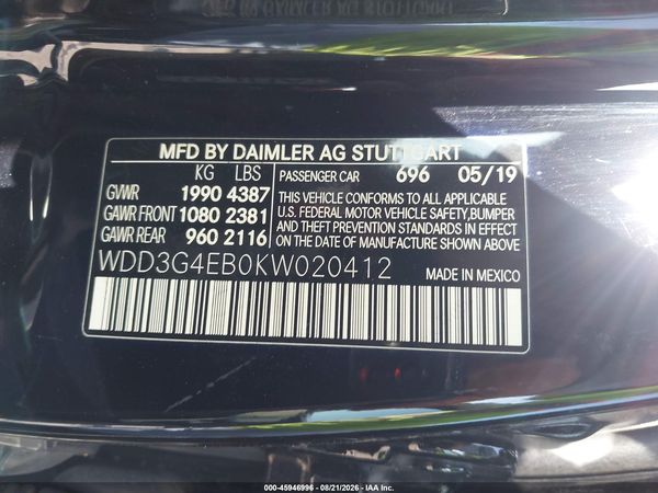 2019 MERCEDES-BENZ A 220 A220 — I9