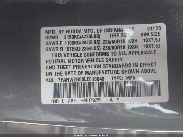 2020 HONDA CR-V AWD EX-L — I9