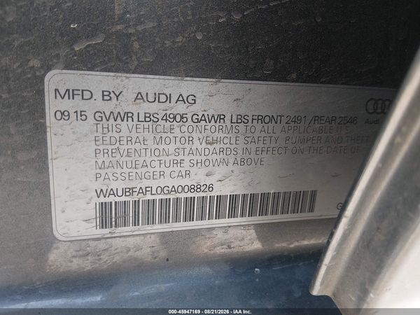 2016 AUDI A4 2.0T PREMIUM — I9