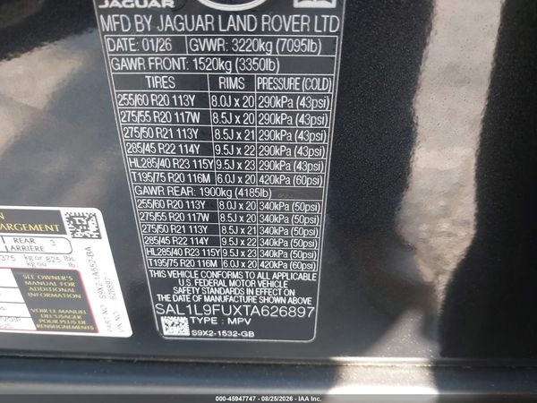 2026 LAND ROVER RANGE ROVER SPORT P400 DYNAMIC SE