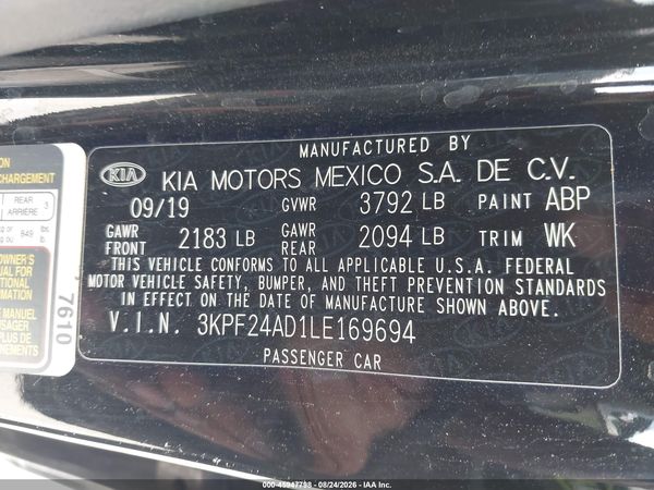 2020 KIA FORTE LXS — I9