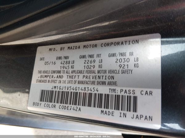 2016 MAZDA MAZDA6 I TOURING