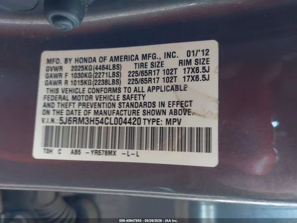 2012 HONDA CR-V EX