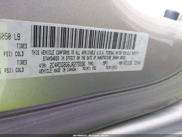 2018 DODGE GRAND CARAVAN SE — I9