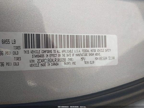 2020 CHRYSLER PACIFICA TOURING L — I9