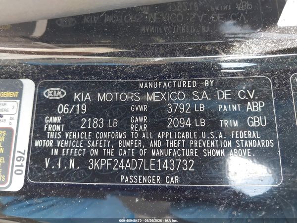 2020 KIA FORTE LXS