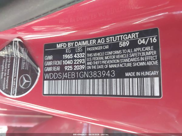 2016 MERCEDES-BENZ CLA 250 CLA250